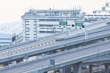 Image showing Multi lanes highway in modern city