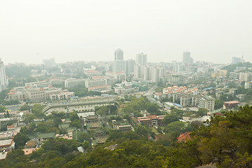 Image showing Aerial view of Xiamen city downtown, China.