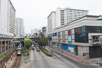 Image showing Hong Kong downtown apartments and traffic