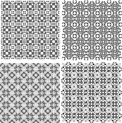 Image showing monochrome geometric seamless patterns set. Vector backgrounds