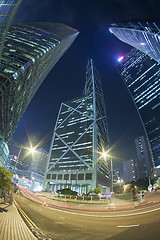 Image showing Modern cityscape with busy night traffic