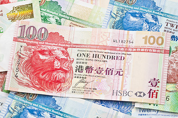 Image showing Hong Kong currency with different dollars background