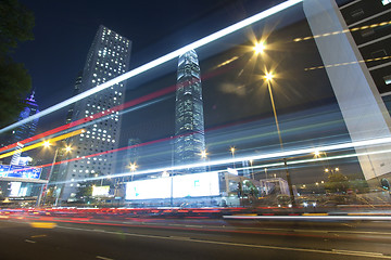 Image showing Traffic in Hong Kong at night