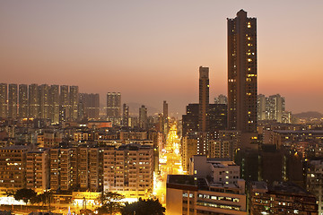 Image showing Hong Kong downtown at sunset