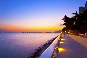 Image showing Sunset along the seashore in Hong Kong