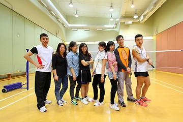 Image showing Asian friends playing badminton