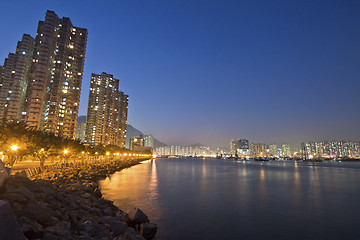 Image showing Hong Kong downtown along the coast at night