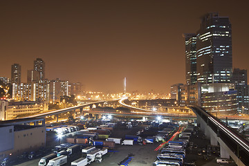 Image showing Traffic in Hong Kong at night