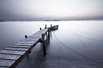 Image showing Sunset pier with low saturation style