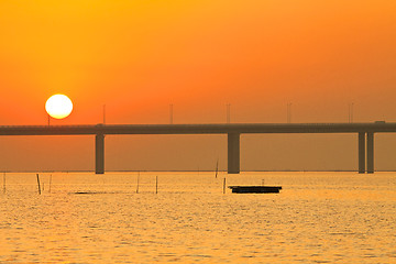 Image showing Sunset scene along the coast in Hong Kong