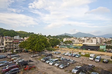 Image showing Car park and village in countryside of Hong Kong