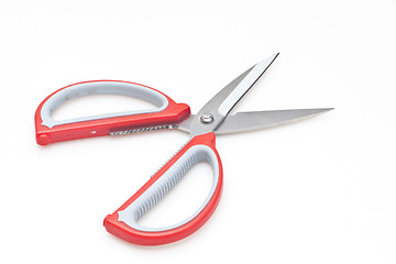 Image showing Red scissors isolated on white background
