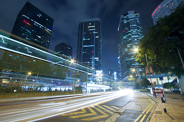 Image showing Traffic in downtown of Hong Kong at night