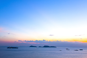 Image showing Sunset along the coast in Hong Kong at summer