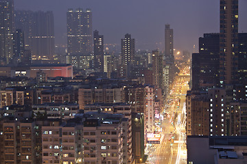 Image showing Hong Kong downtown and traffic at night