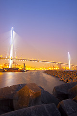 Image showing Hong Kong bridge at sunset