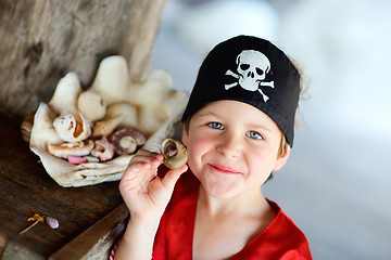 Image showing Portrait of playful pirate boy