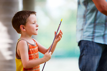 Image showing Boy with archery arrow