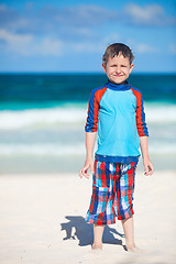 Image showing Little boy at beach