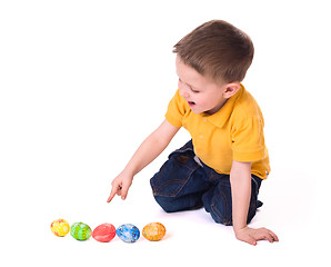 Image showing Playing with Easter eggs