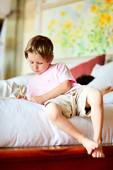 Image showing Casual portrait of little boy at home