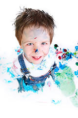 Image showing Boy painting