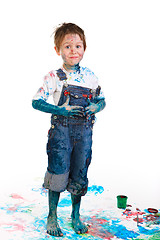 Image showing Boy painting