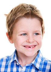 Image showing Cute boy showing missing tooth