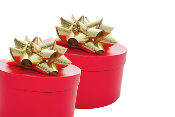 Image showing two red gift boxes