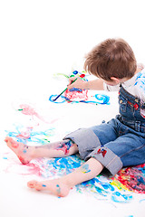 Image showing Boy painting