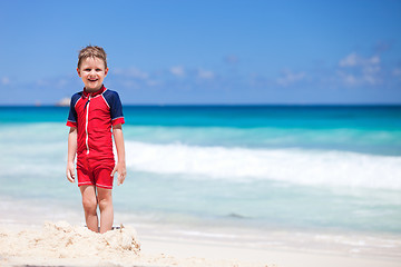 Image showing Little boy at beach
