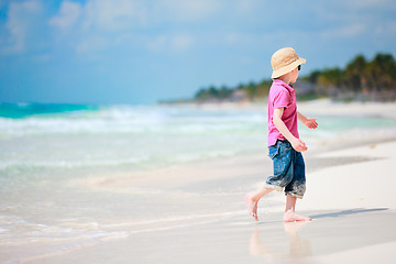 Image showing Little boy at beach