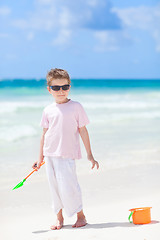 Image showing Little boy at beach