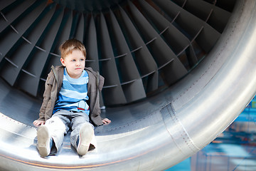 Image showing Boy inside turbine