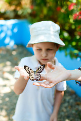 Image showing Kid with butterfly