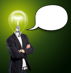 Image showing Lamp Head Businessman With Speech Bubble