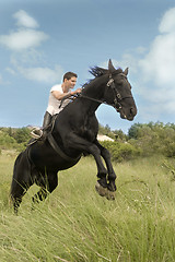 Image showing young man and horse