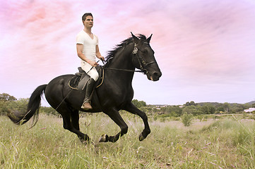 Image showing young man and horse