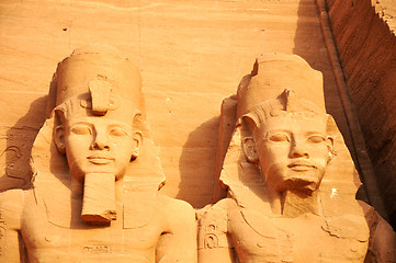 Image showing Landmark of the famous Ramses II statues at Abu Simbel in Egypt