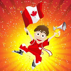 Image showing Canada Sport Fan with Flag and Horn