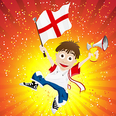 Image showing England Sport Fan with Flag and Horn