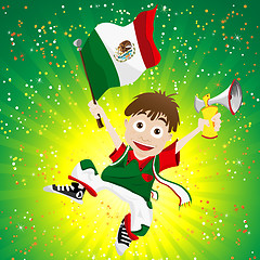 Image showing Mexico Sport Fan with Flag and Horn