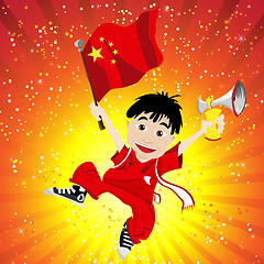 Image showing China Sport Fan with Flag and Horn