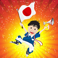 Image showing Japan Sport Fan with Flag and Horn