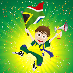 Image showing South Africa Sport Fan with Flag and Horn