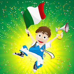 Image showing Italy Sport Fan with Flag and Horn