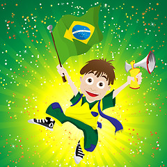 Image showing Brazil Sport Fan with Flag and Horn