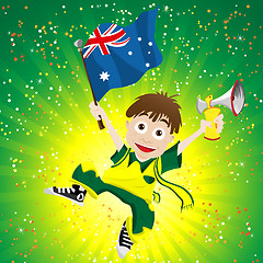 Image showing Australia Sport Fan with Flag and Horn