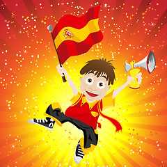 Image showing Spain Sport Fan with Flag and Horn