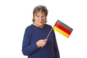 Image showing Female senior with german flag